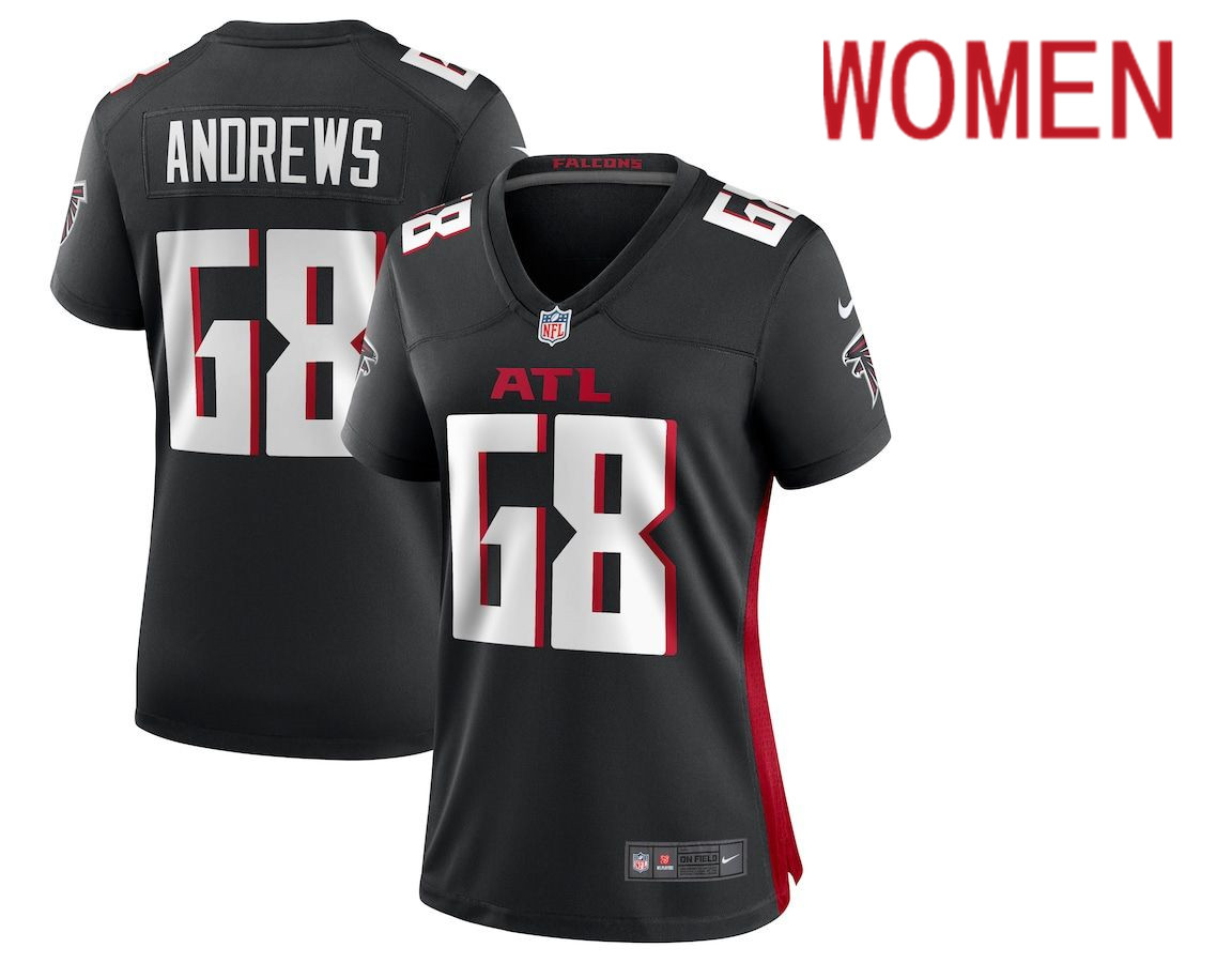 Women Atlanta Falcons 68 Josh Andrews Nike Black Game Player NFL Jersey